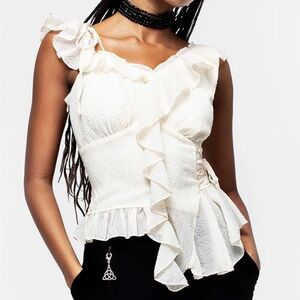 NWT Disturbia Verona Asymmetric Ruffle Top UK6 US2